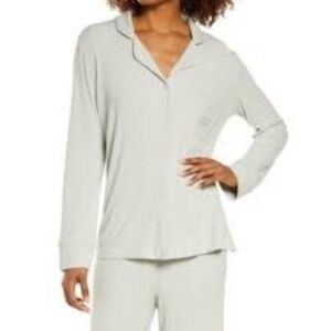 SKIMS SOFT LOUNGE RIBBED SLEEP TOP light green button up size xl